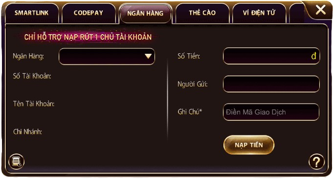 Hướng dẫn nạp tiền tại Zowin